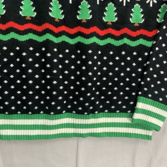 Tipsy Elves Ugly Christmas Sweater Size M T-Rex Black White Red Green Longsleeve - Picture 5 of 8